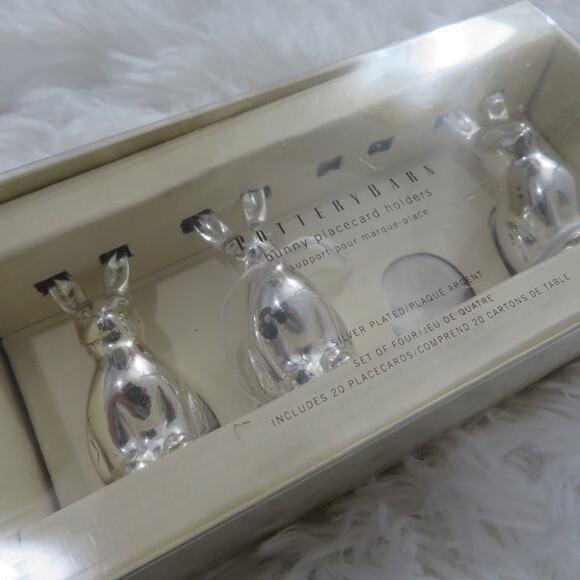 Pottery Barn Silver Bunny Placecard Holders Set of 3 - Picture 2 of 3